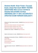 Shadow Health- Brian Foster- Focused  Exam&colon; Chest Pain Exam MOST TESTED  QUESTIONS With Correct Verified &  Detailed SOLUTIONS &lpar;Verified  ANSWERS&rpar; GET IT 100&percnt; ACCURATE&excl;&excl;&excl;&excl;  UPDATED EXAM VERSION 2026&vert;&vert;2027&excl;&excl;