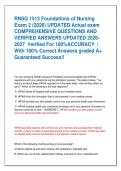 RNSG 1513 Foundations of Nursing  Exam 2 &lpar;2026&rpar; UPDATED Actual exam  COMPREHENSIVE QUESTIONS AND  VERIFIED ANSWERS UPDATED 2026 2027  Verified For 100&percnt;ACCURACY  &vert;  With 100&percnt; Correct Answers graded A&plus;  Guaranteed Success&excl;&excl;