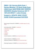 RNSG 1105&colon; Nursing Skills Exam 1  Review &lpar;Modules 1-5&rpar; Study Guide Exam  &lpar;2026&rpar; Exam QUESTIONS AND VERIFIED  ANSWERS &lpar;Detailed Solutions&rpar; GET IT  100&percnt;ACCURACY &vert; Latest Already  Graded A&plus; UPDATE &vert;2026&excl;&excl; STUDY  GUIDE EXAM Guaranteed SUCCESS