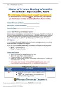 WGU C792 CPE&vert; Master of Science&comma; Nursing Informatics Clinical Practice Experience &lpar;CPE&rpar; Record&vert; Updated &vert; 2026 