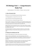 Biology Units 1 and 2 Summary