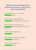 CDCA Board Local Anaesthesia Exam &vert; Questions and Answers &vert; 100&percnt; Correct &vert; Latest Guide 2026&sol;2027