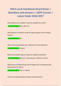 CDCA Local Anaesthesia Board Exam &vert; Questions and answers &vert; 100&percnt; Correct &vert; Latest Guide 2026&sol;2027