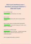 CDCA Local Anesthesia exam &vert; Questions and Answers Rated A&plus; &vert; 2026&sol;2027 Guide
