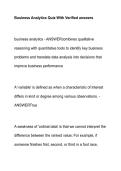 Business Analytics Quiz With Verified answers 