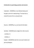 Introduction to psychology questios and answers
