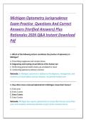 Michigan Optometry Jurisprudence  Exam Practice  Questions And Correct  Answers &lpar;Verified Answers&rpar; Plus  Rationales 2026 Q&A Instant Download  Pdf 