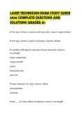 LASER TECHNICIAN EXAM STUDY GUIDE 2026 COMPLETE QUESTIONS AND SOLUTIONS GRADED A&plus;