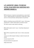 LAT LABORATORY ANIMAL TECHNICIAN ACTUAL EXAM PAPER 2026 QUESTIONS WITH ANSWERS GRADED A&plus;