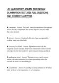 LAT LABORATORY ANIMAL TECHNICIAN EXAMINATION TEST 2026 FULL QUESTIONS AND CORRECT ANSWERS