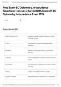Prep Exam-BC Optometry Jurisprudence &lpar;Questions &plus; Answers&rpar; Solved 100&percnt; Correct&excl;&excl; BC Optometry Jurisprudence Exam 2024