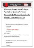 ACI Concrete Strength Testing Technician  Practice Exam Questions And Correct  Answers &lpar;Verified Answers&rpar; Plus Rationales  2026 Q&A &vert; Instant Download Pdf