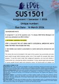 SUS1501 Assignment 2 &lpar;ANSWERS&rpar; Semester 1 2026 - DISTINCTION GUARANTEED