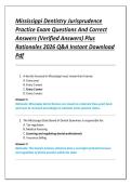Mississippi Dentistry Jurisprudence  Practice Exam Questions And Correct  Answers &lpar;Verified Answers&rpar; Plus  Rationales 2026 Q&A Instant Download  Pdf 