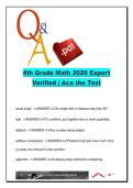 4th Grade Math MATH401 &ndash; Geometry&comma; Fractions&comma; Decimals & Measurement &lpar;186 Questions&rpar; 2026 Complete Exam Glossary