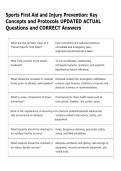 Sports First Aid and Injury Prevention&colon; Key  Concepts and Protocols UPDATED ACTUAL  Questions and CORRECT Answers 
