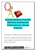 Christian Worldview CWV 101 &ndash; Gospel Foundations&comma; Trinity & Biblical Metanarrative &lpar;95 Exam Questions&rpar; 2026 Final Exam Questions and Verified Answers &ndash; Grand Canyon University