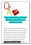 Drugs and Behaviour PSYC 450 &ndash; Neuropharmacology&comma; Addiction & Psychiatric Disorders &lpar;200&plus; Exam Questions&rpar; 2026 Complete Exam Answers and Illustrations