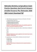 Nebraska Dentistry Jurisprudence Exam  Practice Questions And Correct Answers  &lpar;Verified Answers&rpar; Plus Rationales 2026  Q&A Instant Download Pdf