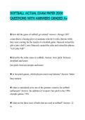 SOFTBALL ACTUAL EXAM PAPER 2026 QUESTIONS WITH ANSWERS GRADED A&plus;