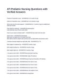 ATI Pediatric Nursing Questions with Verified Answers