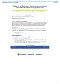 C797 CPE - Clinical Practice Experience Record For Nursing Informatics &vert; Questions And Answers&comma; Latest Update &vert;  100&percnt; Correct Answers &vert; Graded
