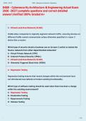 D488 - Cybersecurity Architecture & Engineering Actual Exam  2026 -2027complete questions and correct detailed  answerVerified 100&percnt; Graded A&plus; 