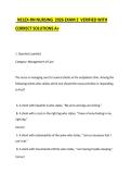 NCLEX-RN NURSING 2026 EXAM 2 VERIFIED WITH CORRECT SOLUTIONS A&plus;