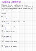 Resumen sobre el Lenguaje Algebraico&period;