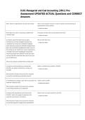 D101 Managerial and Cost Accounting &lpar;JSV1&rpar; Pre-  Assessment UPDATED ACTUAL Questions and CORRECT  Answers