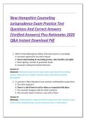  New Hampshire Counseling  Jurisprudence Exam Practice Test  Questions And Correct Answers  &lpar;Verified Answers&rpar; Plus Rationales 2026  Q&A Instant Download Pdf 