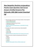 New Hampshire Dentistry Jurisprudence  Practice Exam Questions And Correct  Answers &lpar;Verified Answers&rpar; Plus  Rationales 2026 Q&A Instant Download  Pdf 