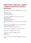 Shadow Health - Esther Park - Cognition &ndash; Subjective Updated Exam Questions  And Answers