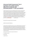 Advanced Health Assessment Test 4 questions and verified answers &lpar;MULTIPLE CHOICES&rpar; AND RATIONALES&vert;GET IT 100&percnt; ACCURATE&excl;&excl;