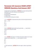 Tennessee Life Insurance EXAM LATEST  VERSION Questions And Answers 2027 