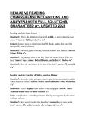 HESI A2 V2 READING COMPREHENSION QUESTIONS AND ANSWERS WITH FULL SOLUTIONS&comma; GUARANTEED A&plus;&comma; UPDATED 2026