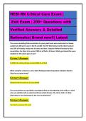 HESI RN Critical Care Exam &vert; Exit Exam &vert; 200&plus; Questions with  Verified Answers & Detailed  Rationales&vert; Brand new&excl;&excl;&vert; Latest