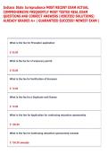 Indiana State Jurisprudence MOST RECENT EXAM ACTUAL  COMPREHENSIVE FREQUENTLY MOST TESTED REAL EXAM  QUESTIONS AND CORRECT ANSWERS &lpar;VERIFIED SOLUTIONS&rpar;  ALREADY GRADED A&plus; &vert; GUARANTEED SUCCESS&excl;&excl; NEWEST EXAM &vert; 
