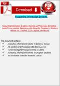 Accounting Information Systems&colon; Controls and Processes 3rd Edition Solutions Manual &ndash; Turner&comma; Weickgenannt & Copeland &vert; All Chapters &vert; 100&percnt; Original Verified A&plus; &lpar;2026&sol;2027&rpar;
