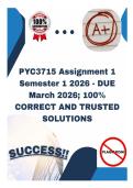 PYC3715 Assignment 1 Semester 1 2026 - DUE March 2026&semi; 100&percnt; CORRECT AND TRUSTED SOLUTIONS
