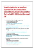 New Mexico Nursing Jurisprudence  Exam Practice Test Questions And  Correct Answers &lpar;Verified Answers&rpar; Plus  Rationales 2026 Q&A Instant Download  Pdf 