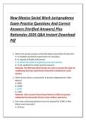 New Mexico Social Work Jurisprudence  Exam Practice Questions And Correct  Answers &lpar;Verified Answers&rpar; Plus  Rationales 2026 Q&A Instant Download  Pdf 