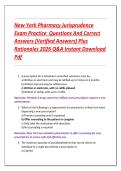 New York Pharmacy Jurisprudence  Exam Practice  Questions And Correct  Answers &lpar;Verified Answers&rpar; Plus  Rationales 2026 Q&A Instant Download  Pdf 