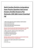North Carolina Dentistry Jurisprudence  Exam Practice Questions And Correct  Answers &lpar;Verified Answers&rpar; Plus  Rationales 2026 Q&A Instant Download  Pdf 