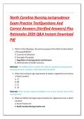 North Carolina Nursing Jurisprudence  Exam Practice TestQuestions And  Correct Answers &lpar;Verified Answers&rpar; Plus  Rationales 2026 Q&A Instant Download  Pdf