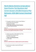 North Dakota Dentistry Jurisprudence  Exam Practice Test Questions And  Correct Answers &lpar;Verified Answers&rpar; Plus  Rationales 2026 Q&A Instant Download  Pdf 