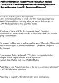 PSYC-290 LIFESPAN DEVELOPMENT FINAL EXAM REVIEW &lpar;2026&rpar; UPDATE Verified Questions And Answers &vert; With 100&percnt; Correct Answers graded A&plus; Guaranteed Success&excl;&excl;