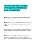 WGU ACADEMY US HISTORY 1 FINAL PAPER 2026 FULL QUESTIONS WITH SOLUTIONS GRADED A&plus;
