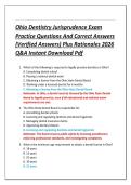 Ohio Dentistry Jurisprudence Exam  Practice Questions And Correct Answers  &lpar;Verified Answers&rpar; Plus Rationales 2026  Q&A Instant Download Pdf