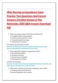 Ohio Nursing Jurisprudence Exam  Practice Test Questions And Correct  Answers &lpar;Verified Answers&rpar; Plus  Rationales 2026 Q&A Instant Download  Pdf 